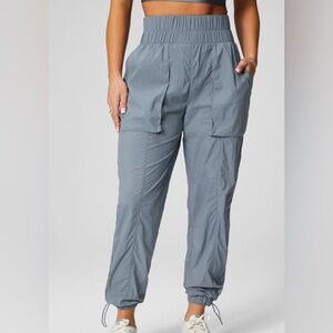 Fabletics ultra high waisted gray nylon Jogger Pants size small